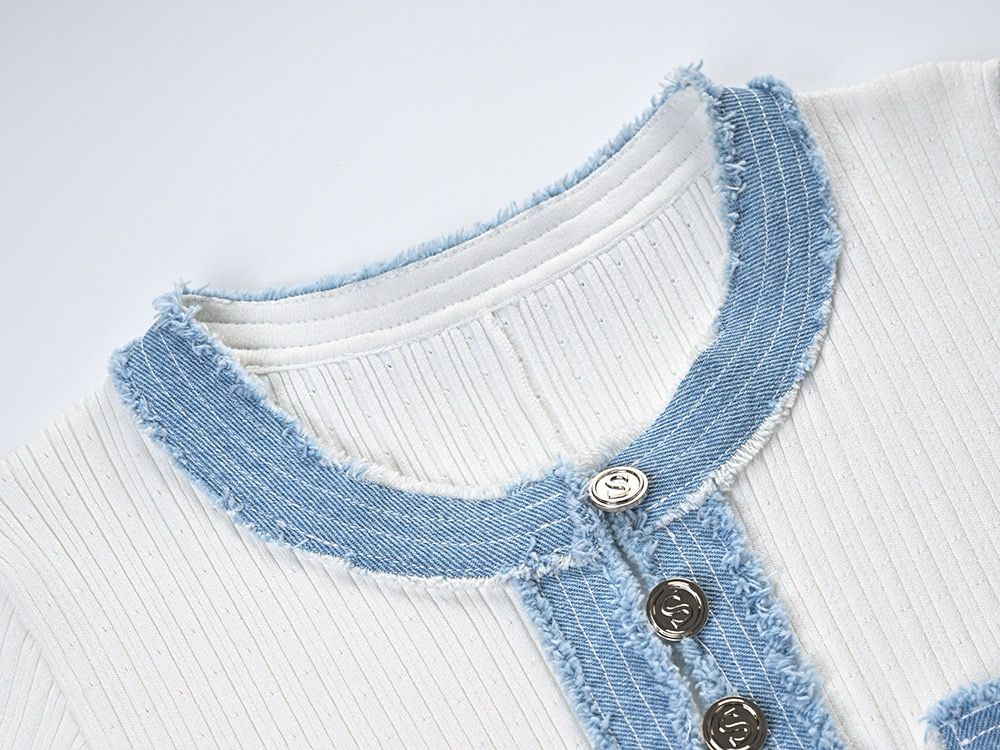 Parisian | Knitted Zomerjurk Met Jeans Details