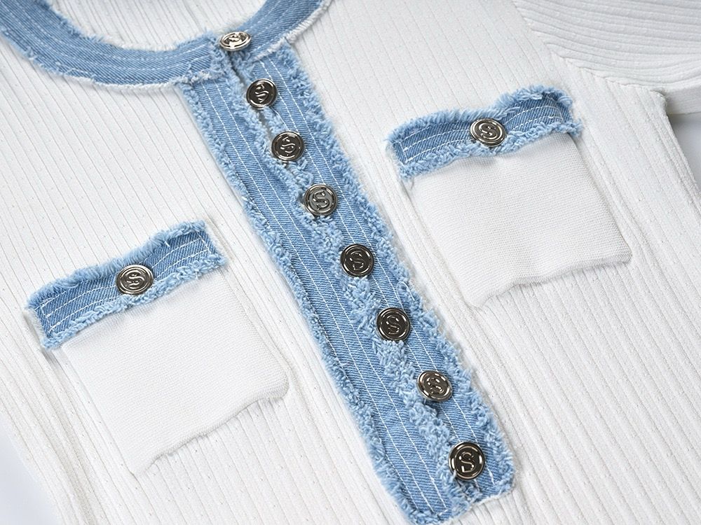 Parisian | Knitted Zomerjurk Met Jeans Details