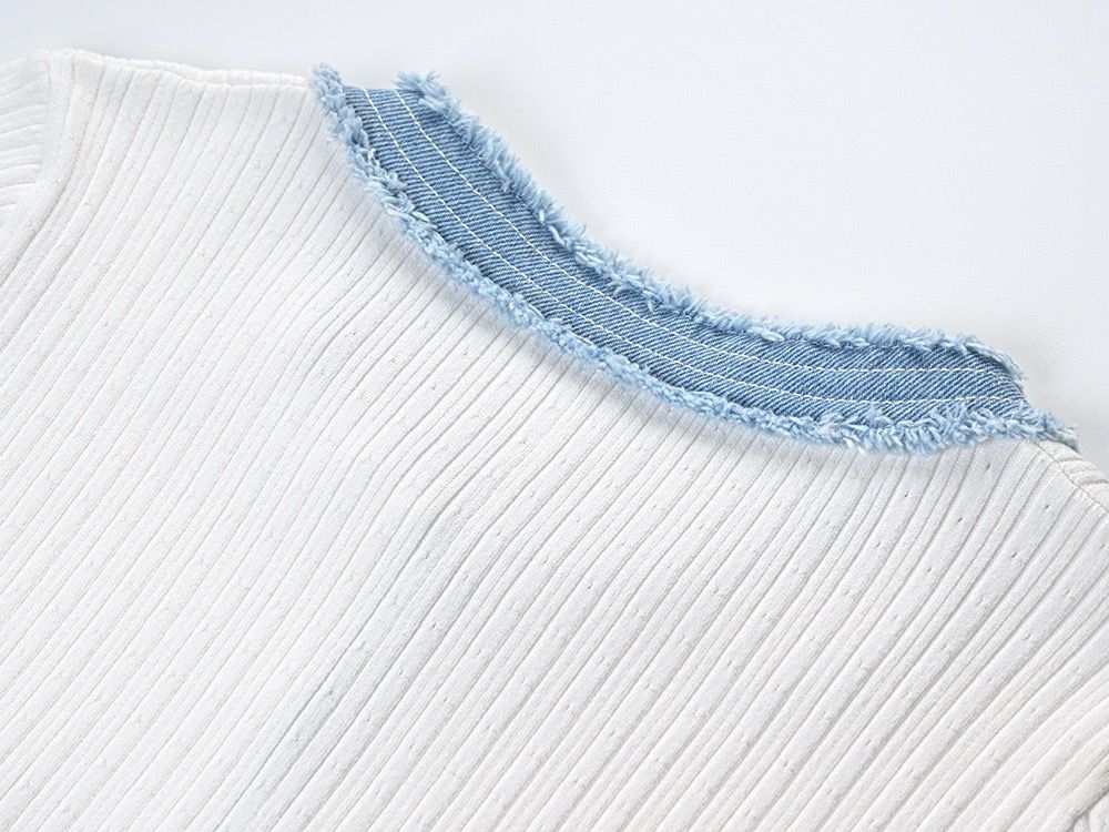 Parisian | Knitted Zomerjurk Met Jeans Details