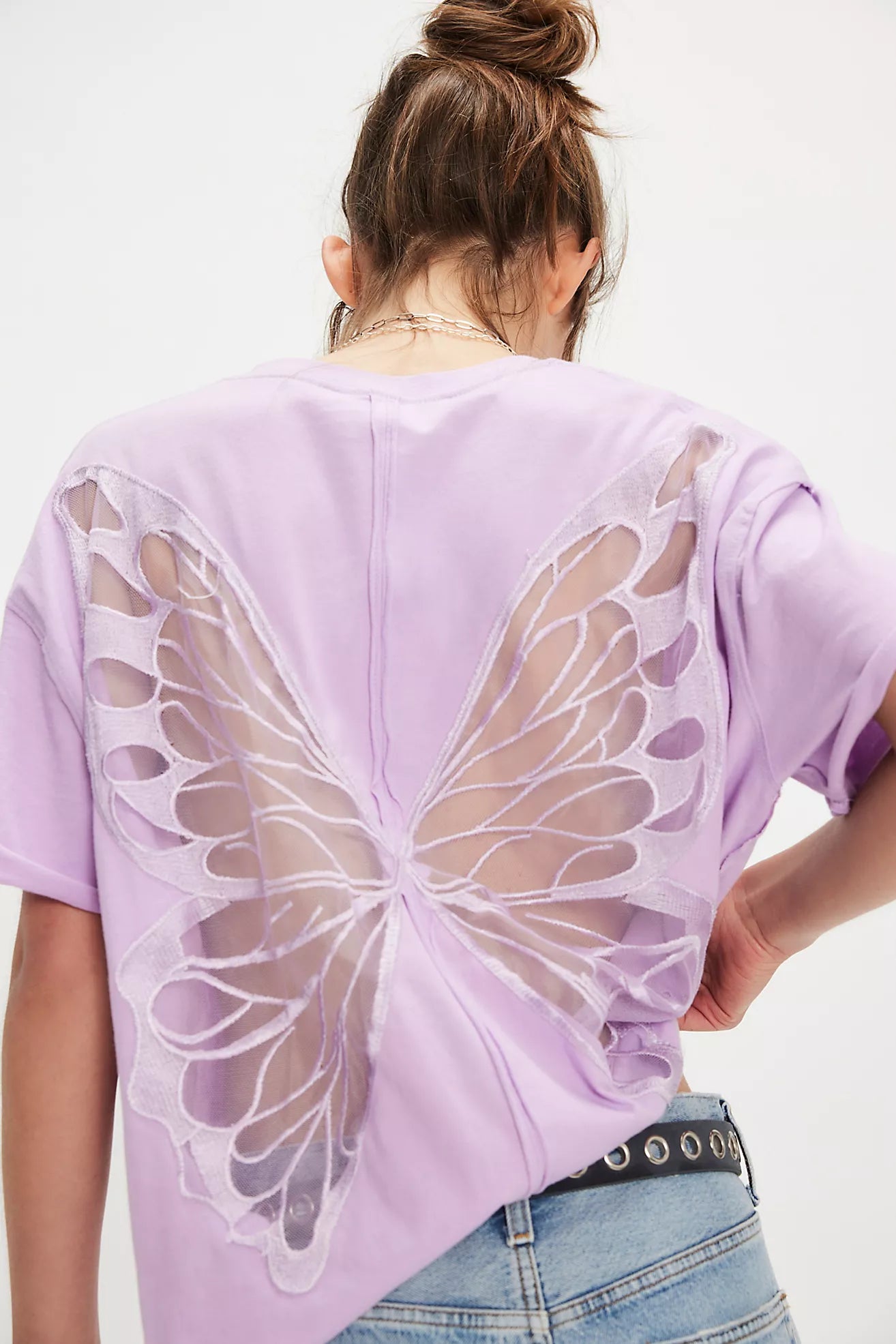 Leila | T shirt met kanten vlinder rug design