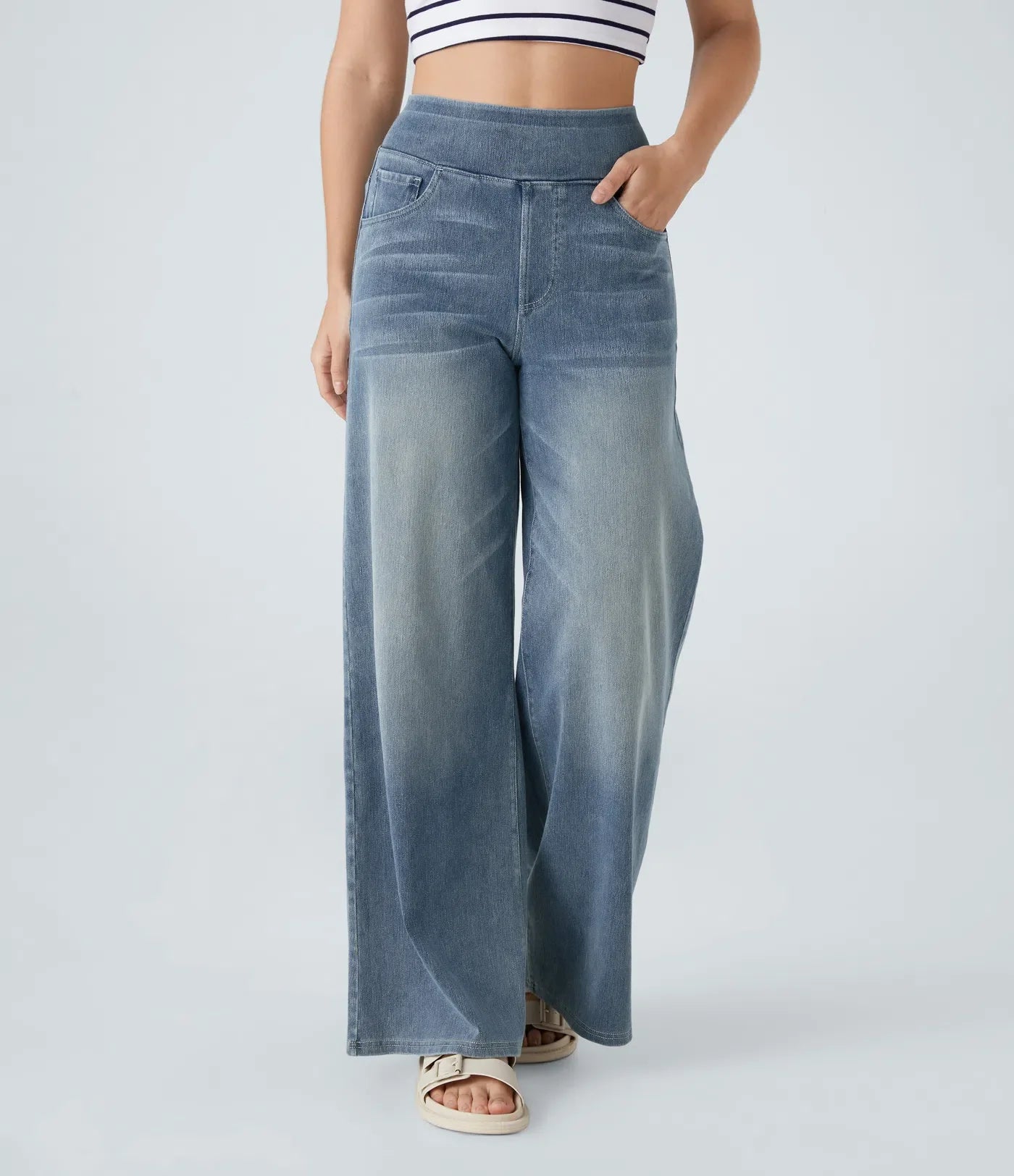Kim | Elastische broek met hoge taille