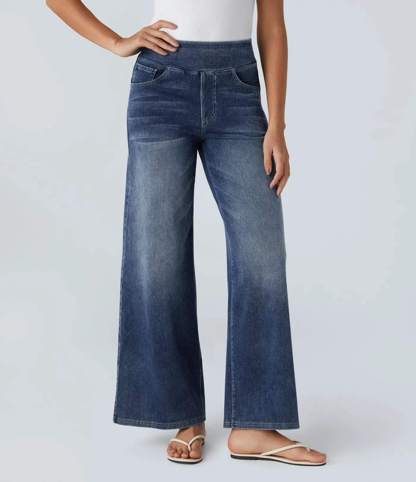 Kim | Elastische broek met hoge taille
