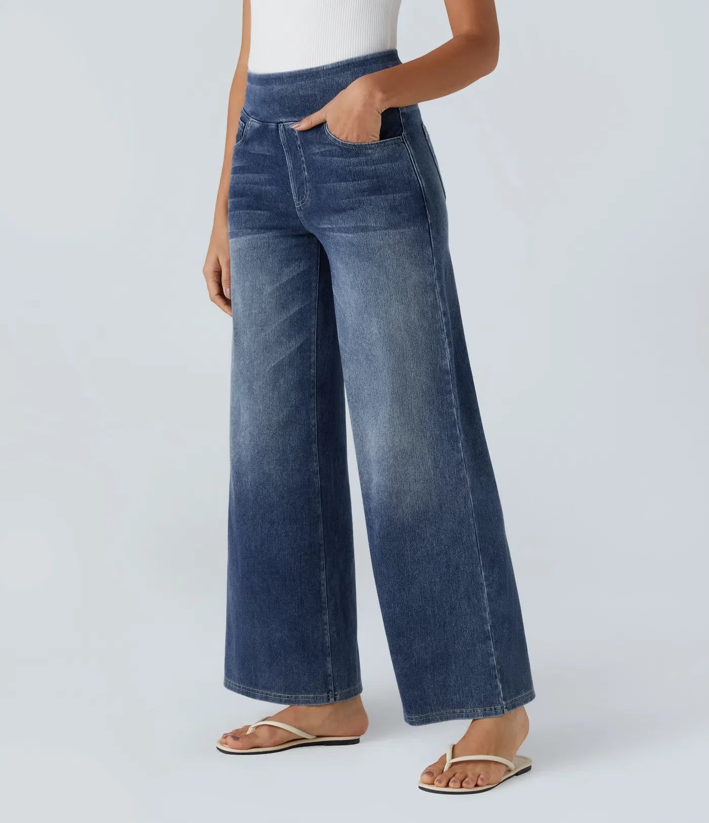 Kim | Elastische broek met hoge taille