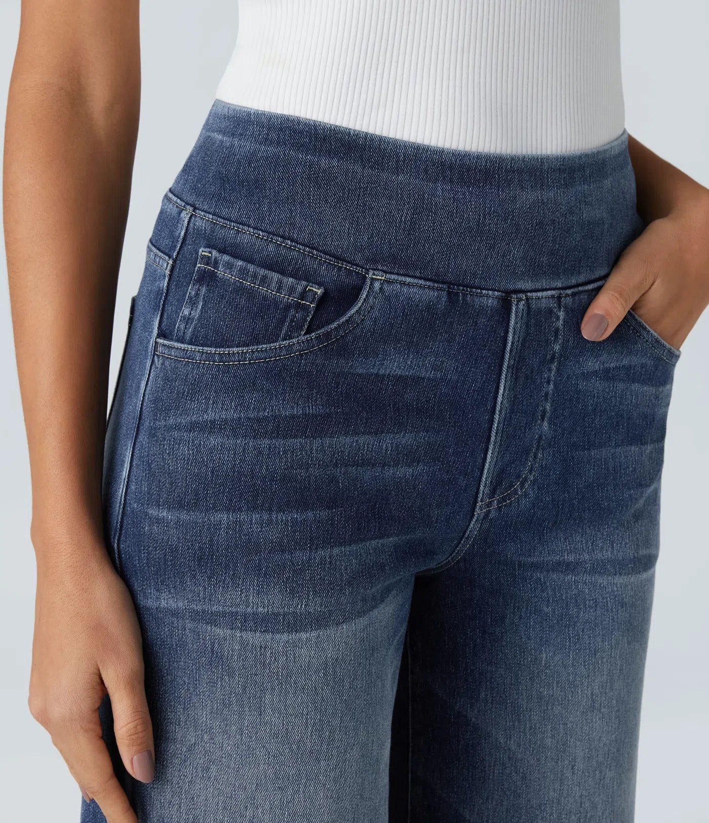 Kim | Elastische broek met hoge taille