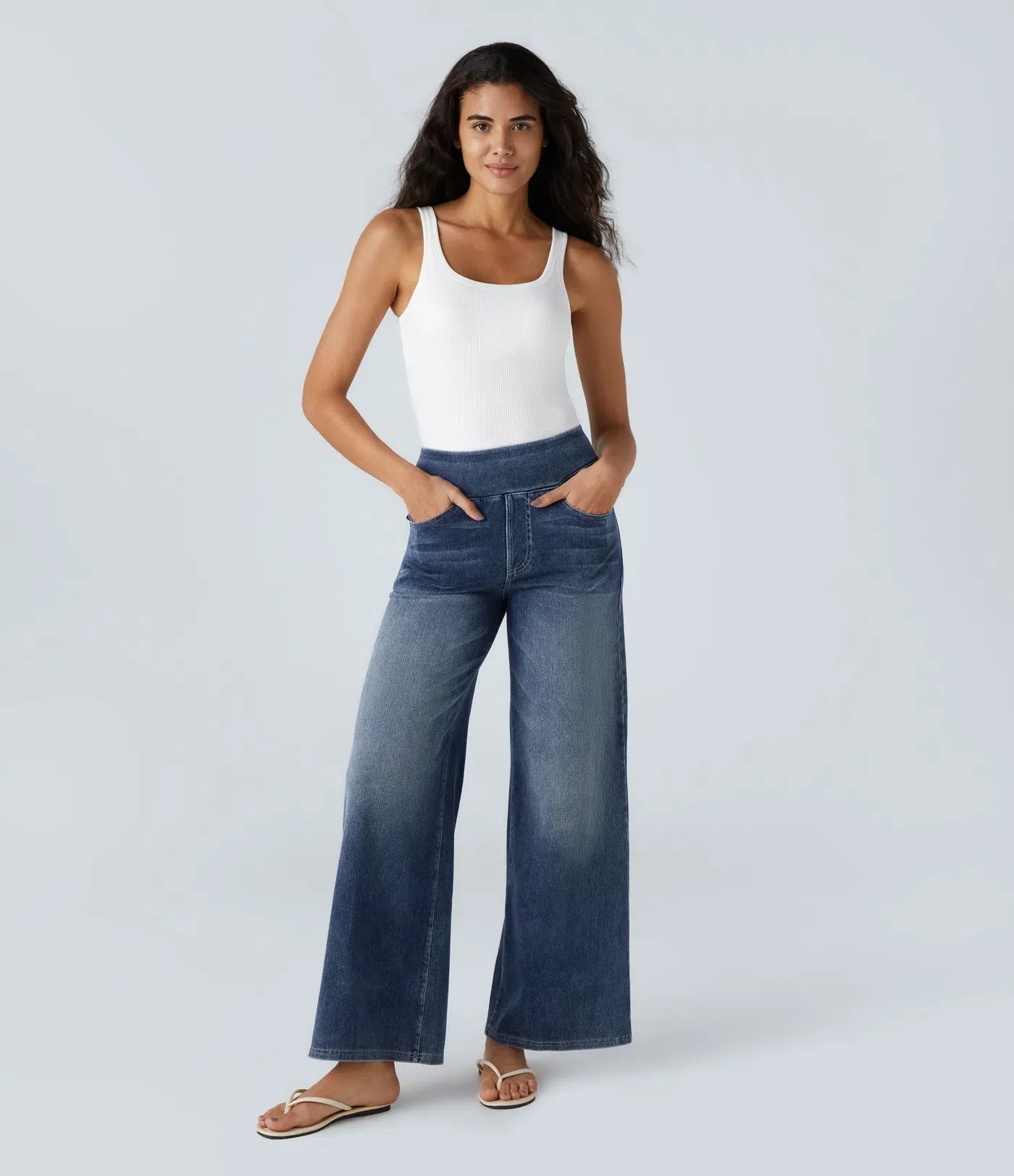 Kim | Elastische broek met hoge taille
