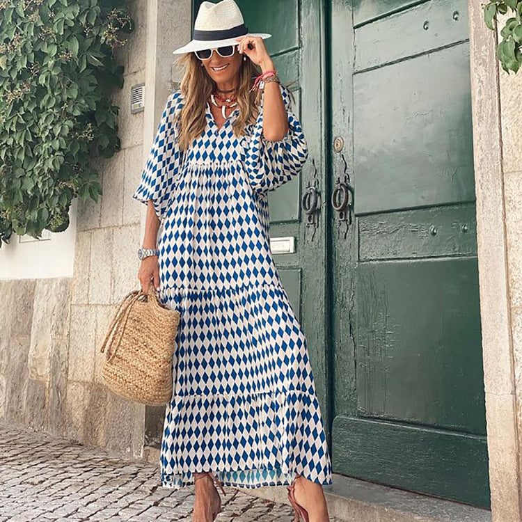Mexi | Boho Jurk Met Puff Mouw Design