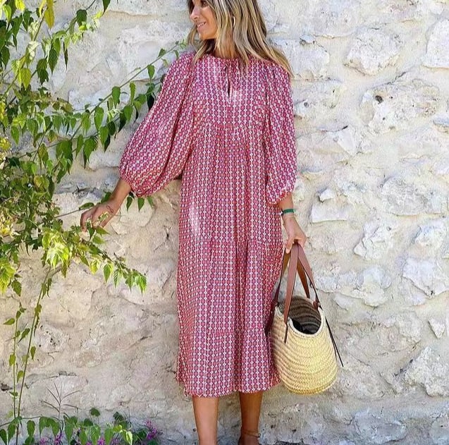Mexi | Boho Jurk Met Puff Mouw Design