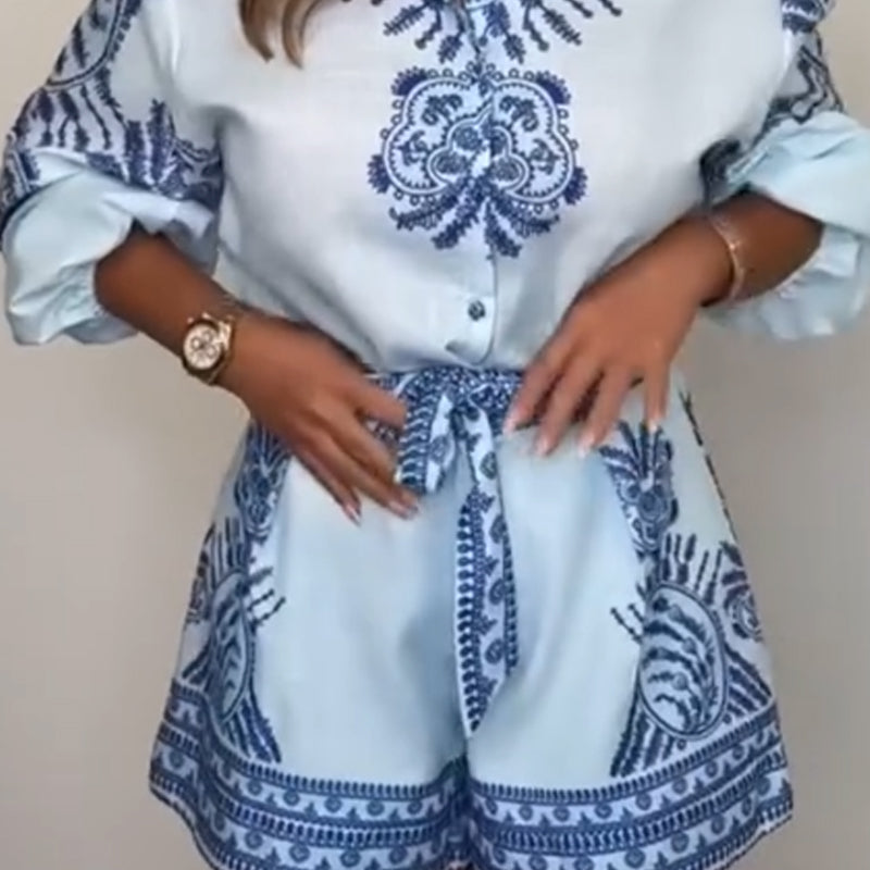 Kim | Set met print en strikriem
