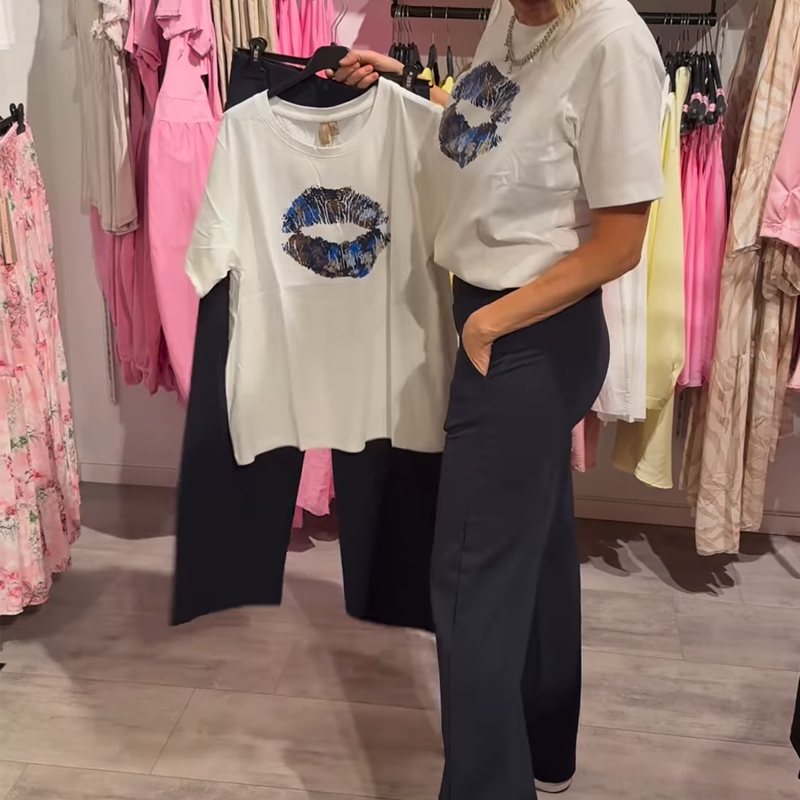 Elina - Set met bedrukte top en losse broek